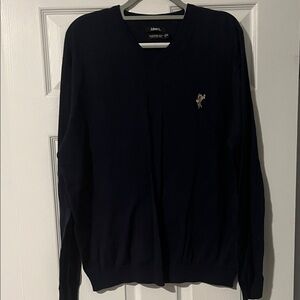 Men's Dark Blue V-Neck Sweater